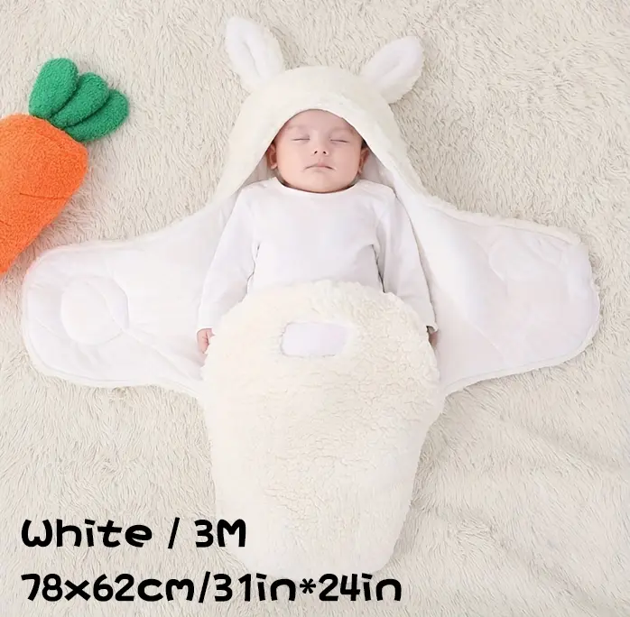 Super Soft Baby Sleeping Bag Fluffy Fleece Newborn Blanket Swaddle Blankets, Unisex Baby Wrap For Newborn Baby Boys Girls With Head-Protecting & Head-Supporting