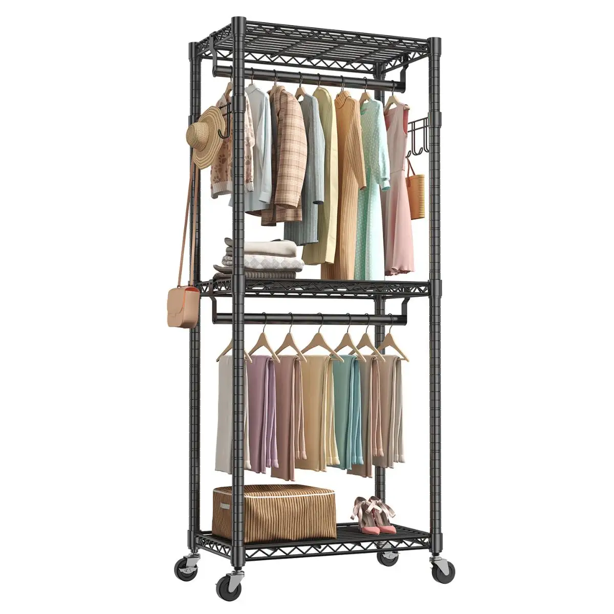 29.5-45-inch Rolling Clothes Rack