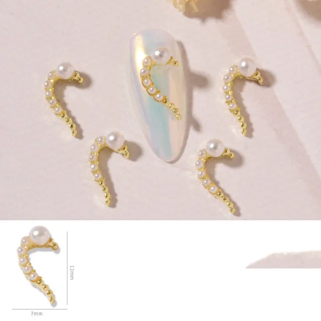 Nail Art DIY Love Heart Alloy Jewelry Nail Piece Nail Decoration Rhinestone Pearl - Shop at LoveMi