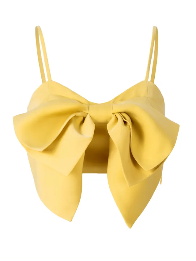 Halter Vest Female Outside Wear Ins Bow Yellow Wipe Bra Shoulder Top Yellow - Shop at LoveMi