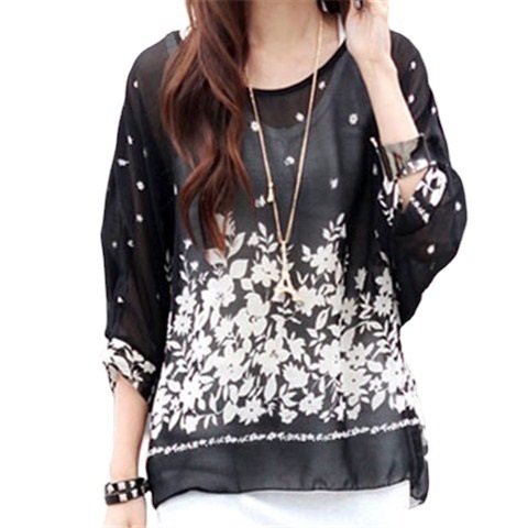 Title 4, Fashion Simple Womens Bohemian Chiffon Shirt