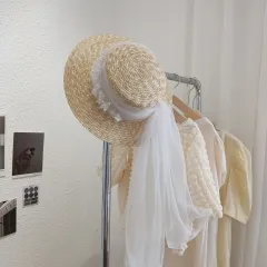 Bridal Decorative Hat Pearl Lace Mesh - White Beaded Mesh Streamer - View 1