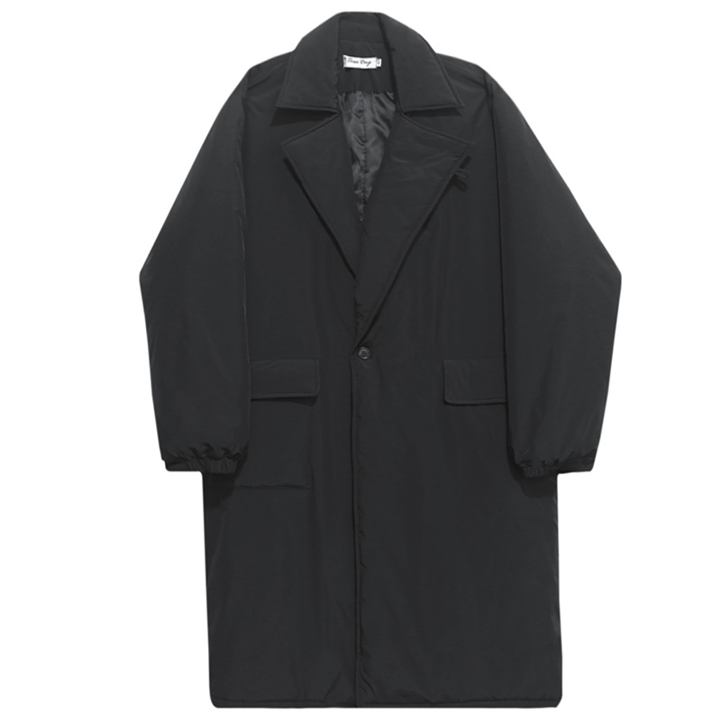 Dark Oversized Suit Over-the-Knee Mid-Length Coat