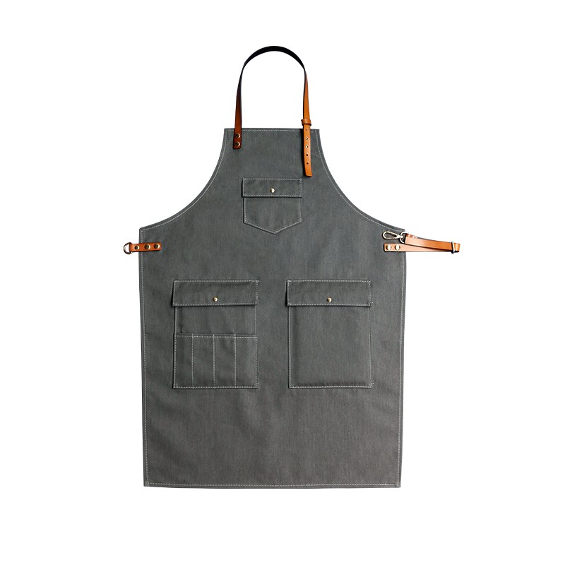 Title 2, Cowhide Strap Denim Apron Coffee Shop Barber