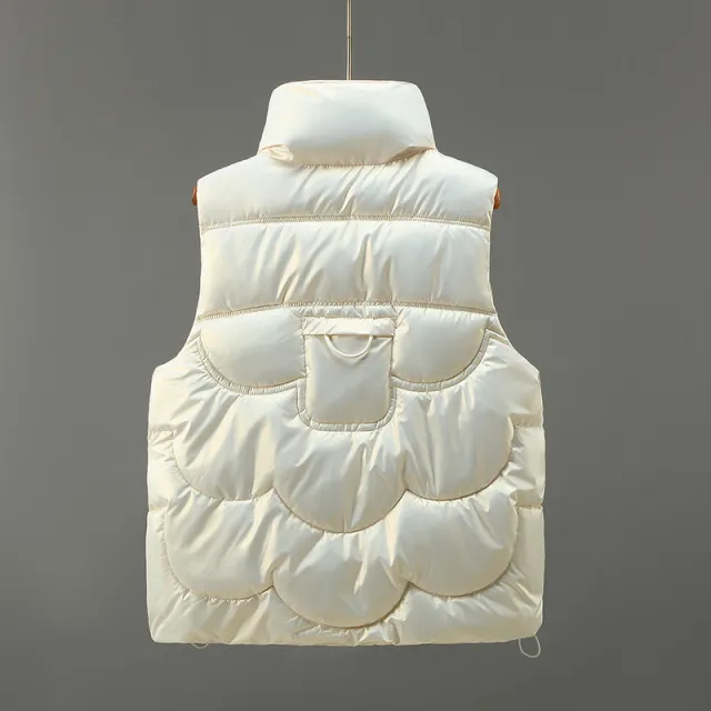 Fish Scale Bright Face Cotton Vest Short Style Beige - Shop at LoveMi