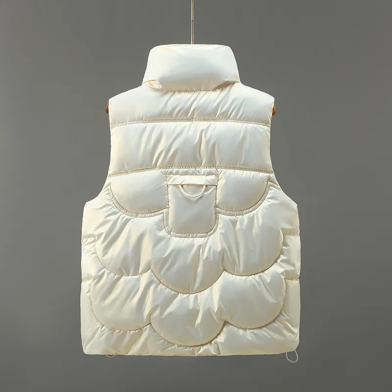 Fish Scale Bright Face Cotton Vest Short Style - Beige