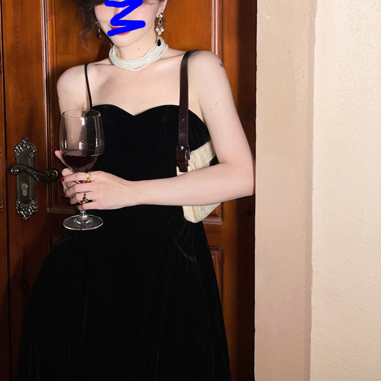 Velvet High-Neck Sling Dress, picture 4 of 5
