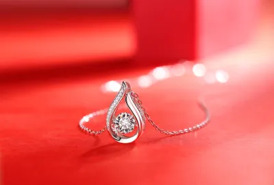1Dynamic - A Fashionable And Trendy Jewelry Necklace Pendant Set With 1-carat Moissanite S925 Sterling Silver And Platinum Plating Prohibit Tk Sales