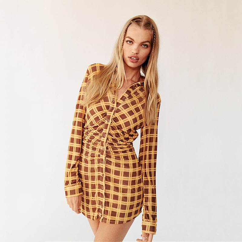 Explosive Women's Sexy Printed Pleated Cardigan Long-sleeved Shirt Skirt