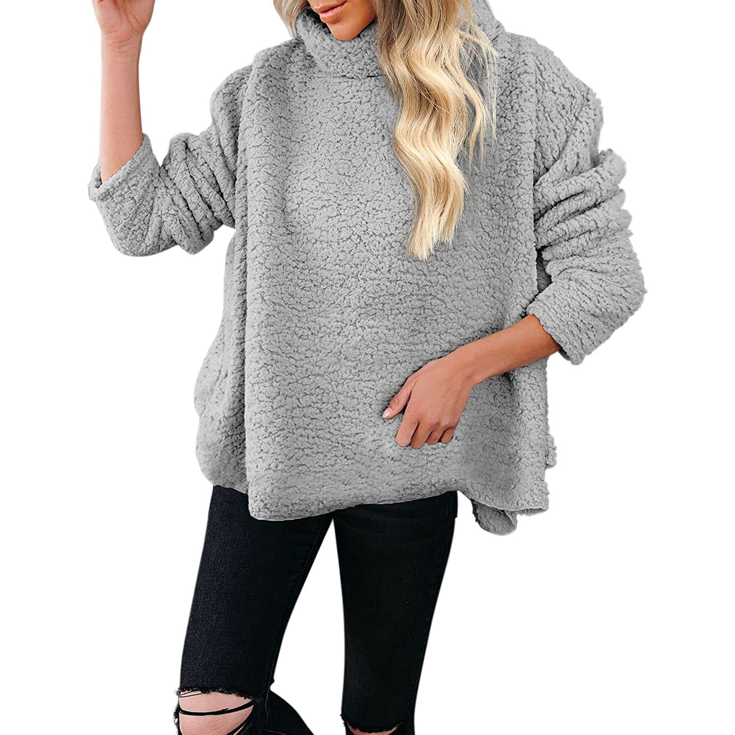 Women's Woolen Fleece Autumn And Winter Loose Top Coat