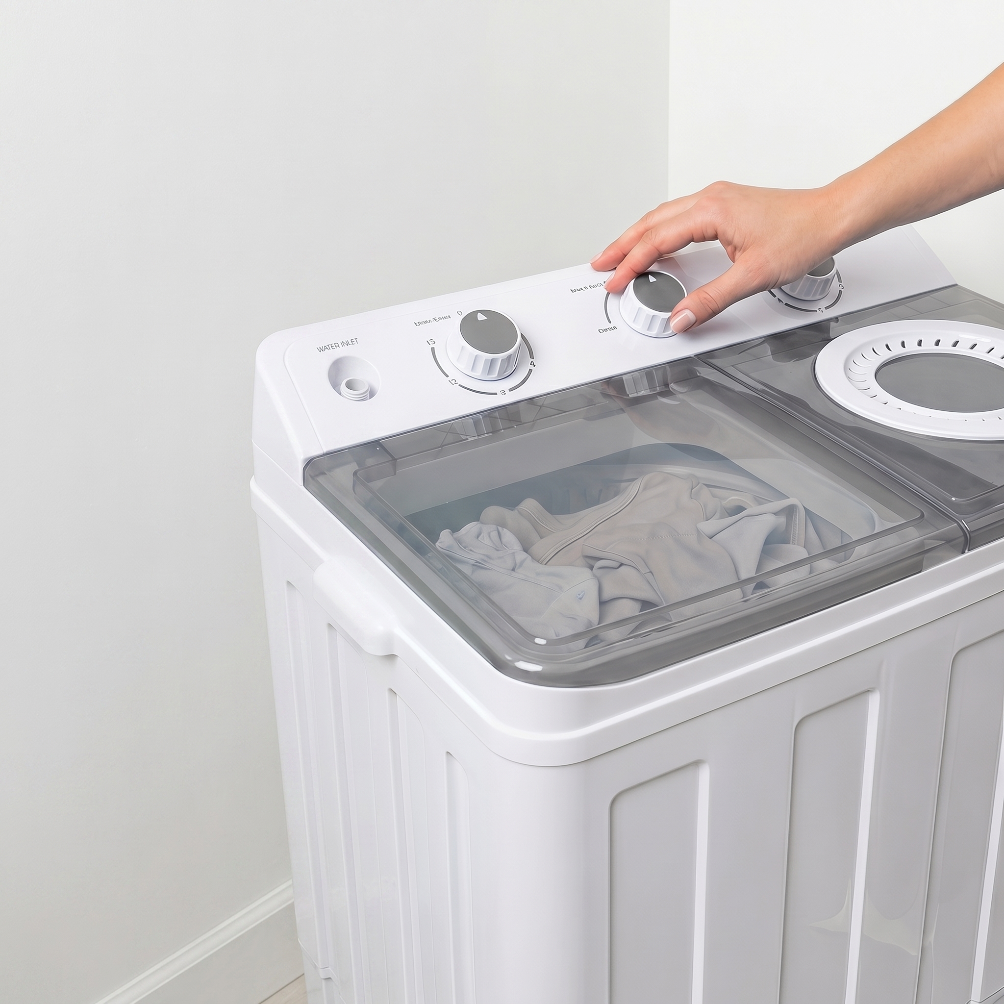 14lbs Portable Washing Machine With 9.5lbs Wash And 4.5lbs Spin, Twin Tub Washer Compact Machine With Drain Pump, Mini Portable Washer For Home, Camping, RVs, And Small Spaces, Grey