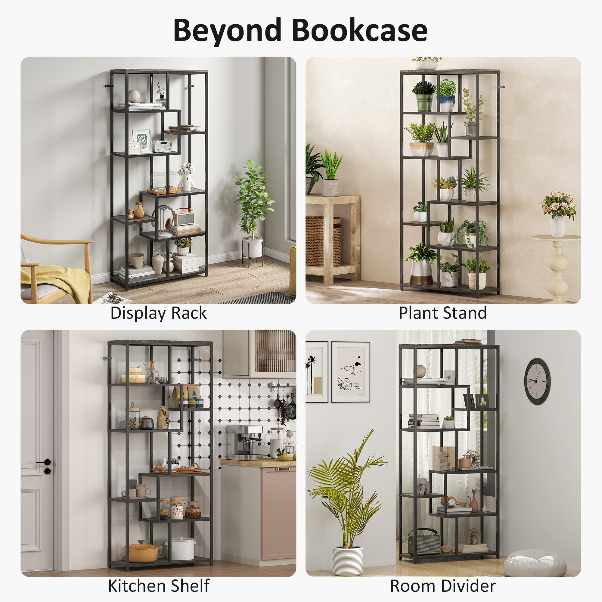 Seven layer geometric bookshelf