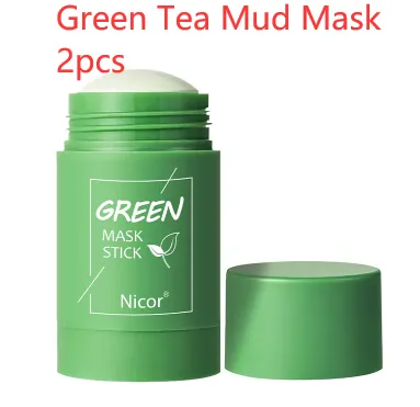 Cleansing Green Tea Mask Clay Stick Oil Control Anti Acne Whitening Seaweed Mask Skin Care Green Tea Mud Mask 2Pcs - Shop at LoveMi