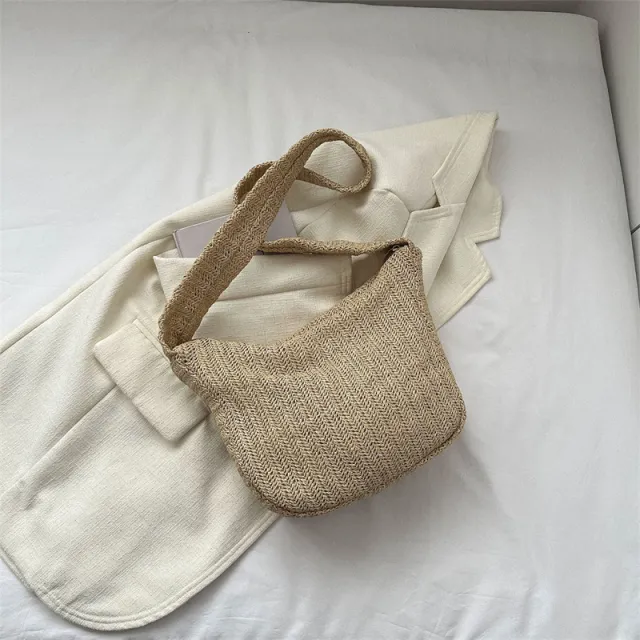Women's Fashion Straw Large capacity Woven Crossbody Bag Khaki - Shop at LoveMi