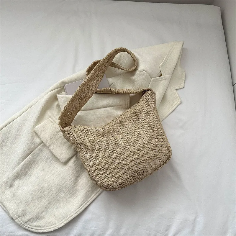Women's Fashion Straw Large-capacity Woven Crossbody Bag - Khaki