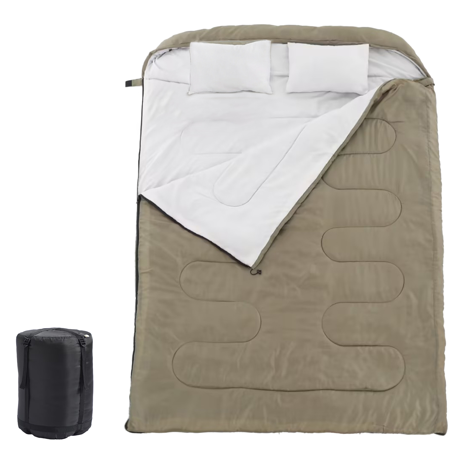 Adult Double Warm Sleeping Bag With Pillow, Lightweight, Portable And Compact Double Sleeping Bag