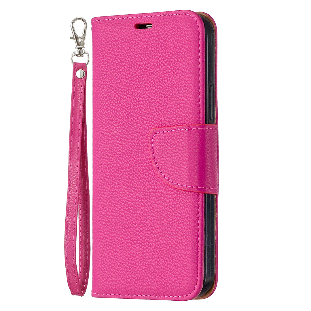 Lychee Pattern Solid Color Flip Leather Case Wallet Lanyard Phone Case - Image 8