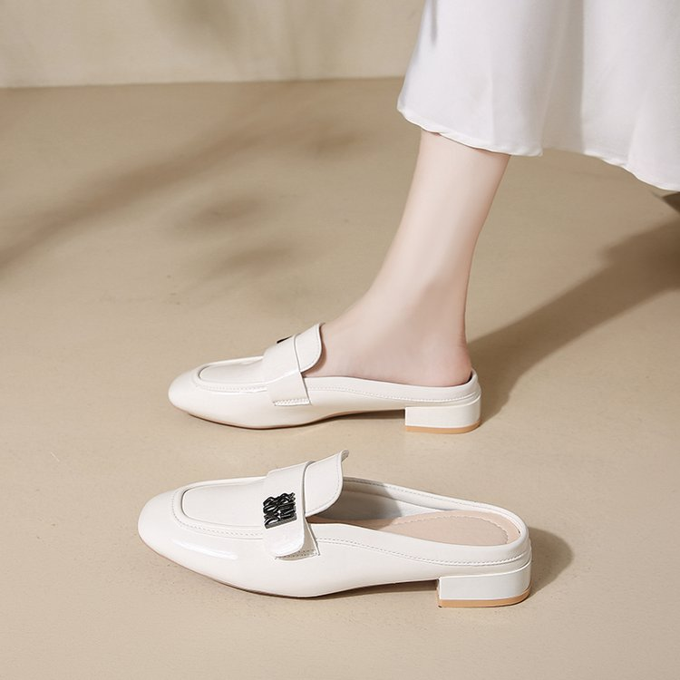 2026 New British Style Square Toe Mules For Women, Outdoor Wear, Elegant Lady Style Closed Toe Mary Janes, Block Heel Plus Size Slip-on Shoes