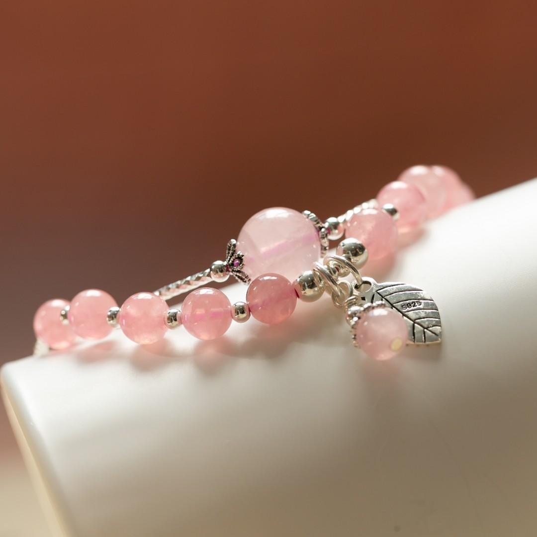 Double Circle Bracelet With Leaf Pendant