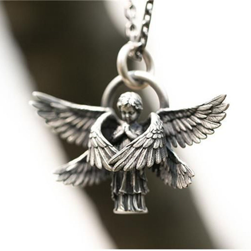 Title 1, Sterling Silver Six-wing Angel Pendant Necklace