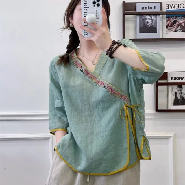 Summer Loose Fitting Tea Suit Top Green - Shop at LoveMi