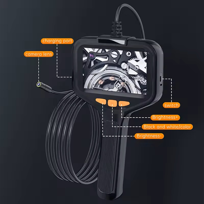 Borescope With Light, Industrial Endoscope Inspection Camera  With Light - 2,5,10m Snake Camera For Automotive, Aircraft, And Pipe Inspection - Portable Boroscope With Led Lighting For Clear 