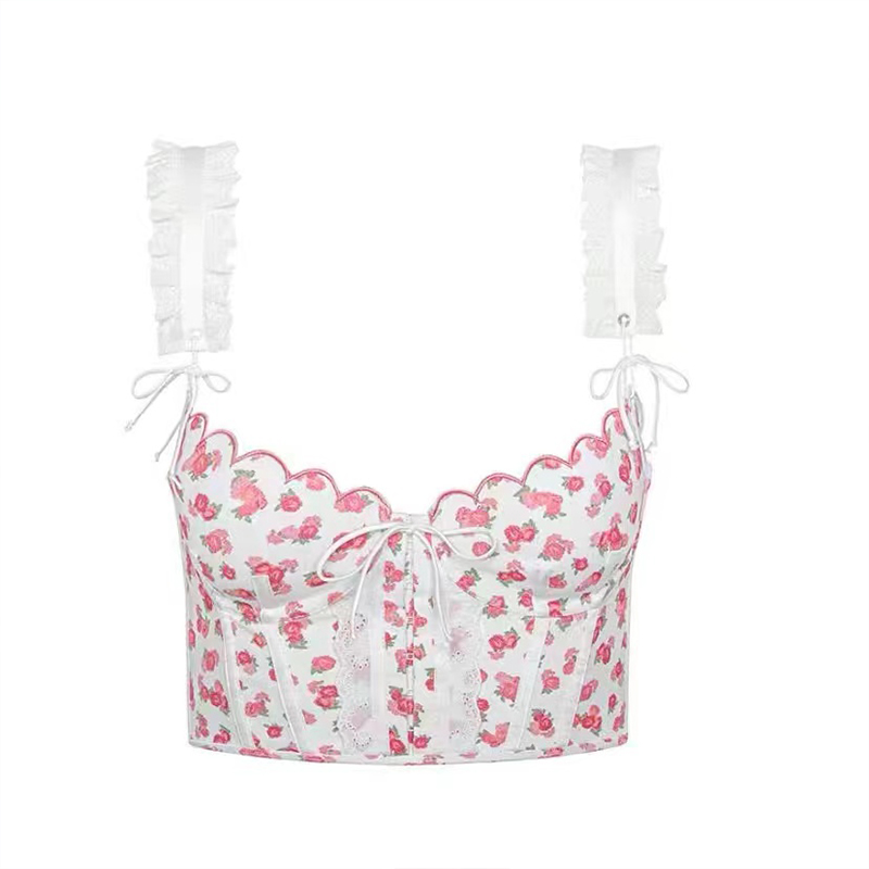 Title 5, Romantic Rose Floral Sexy Corset Embroidered Ru...