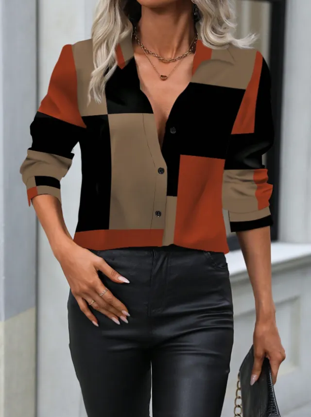Women's Spring Summer Long Sleeve Casual Shirt Multicolour - Shop at LoveMi