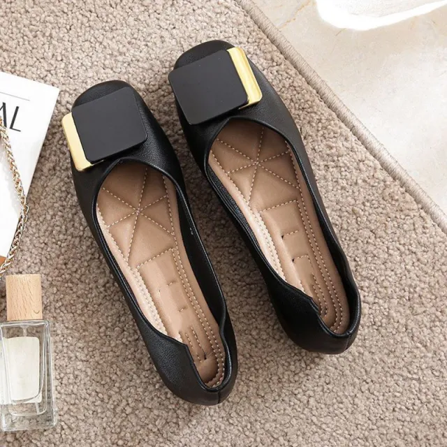 Women's Fashion Temperament Shallow Mouth Moccasin Flat Shoes Black - Shop at LoveMi