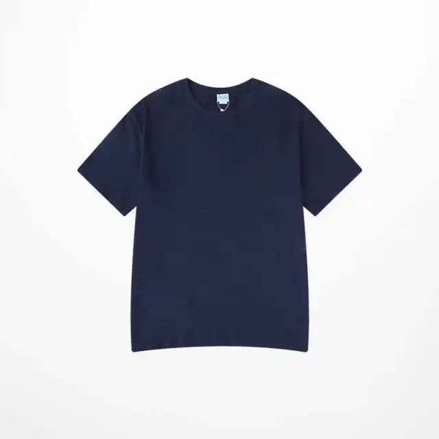 All match Pure Cotton Solid Color Loose Short Sleeves Dark Blue - Shop at LoveMi