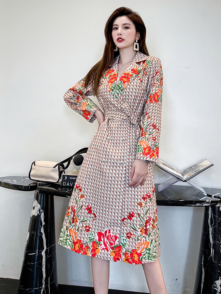 Fashion Women's Mid-length Printed Windbreaker Jacket