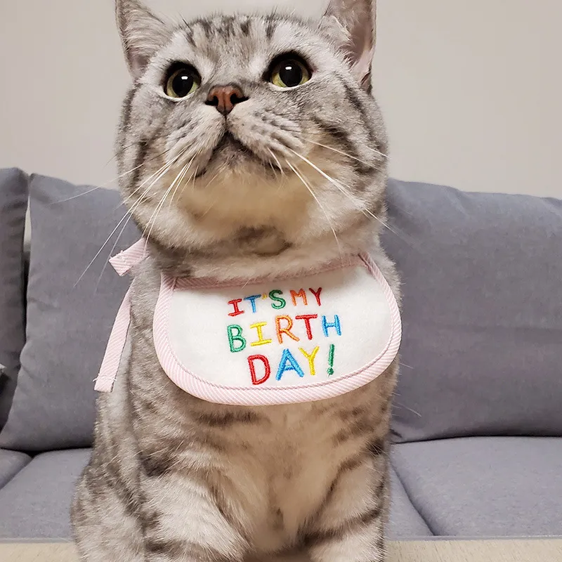 Supply Pet Cat Bib Holiday Birthday Bib Pet Supplies Bib Triangle Scarf - Pink