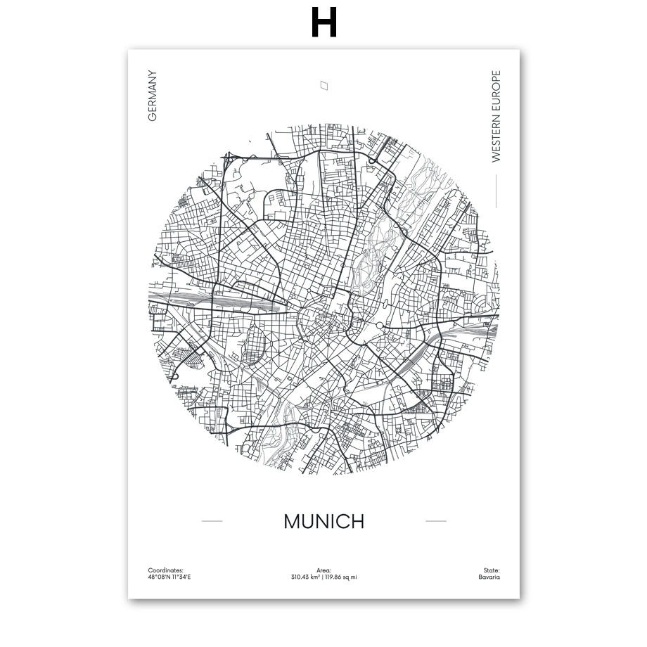 Milan Black And White City Map Rome Istanbul City Wall Art Canvas Painting Poster