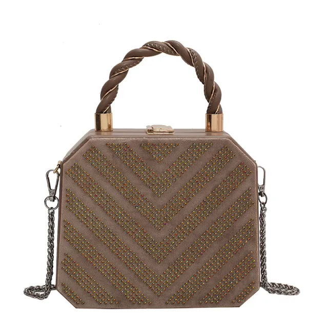 Simple Shoulder Bag Messenger Bag Metal Buckle Female Bag Khaki - Shop at LoveMi