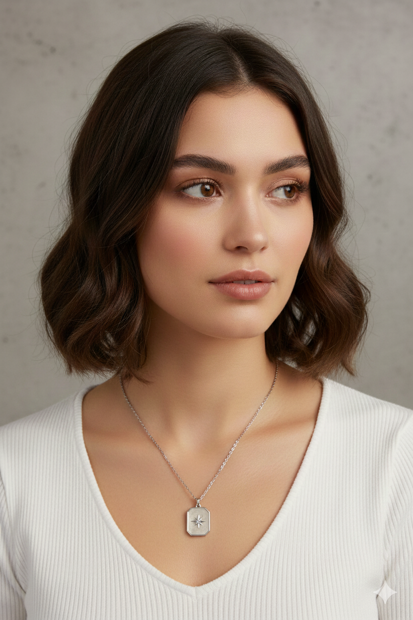 Stainless Steel Silver Star Necklace For Women 2