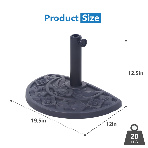 20 Lbs Black Half Round Rose Pattern Outdoor Patio Umbrella Base Umbrella Stand For Patio, Yard, Garden, Poolside  Shipment From Walmart — foto 2