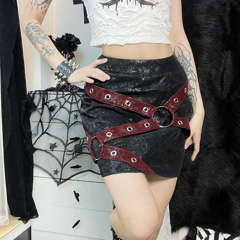 Women's Fashion Contrast Webbing Hip Wrap Skirt