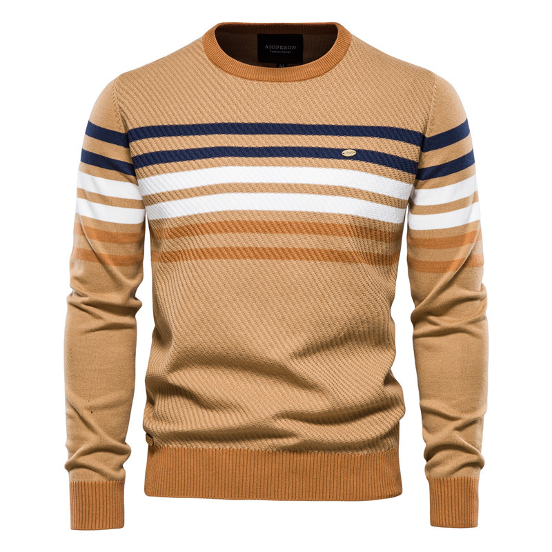 Striped Contrast Color Men's Casual Sweater Knit