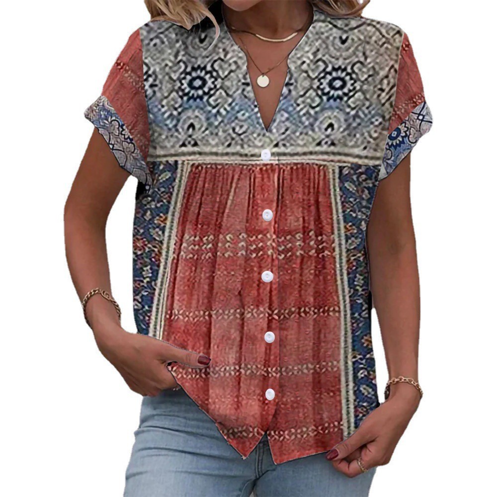 Conventional Cardigan Digital Printing Women's Top Shirt