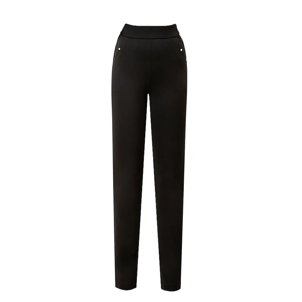 High Waist Elastic Loose Feel Soft And Comfortable Skinny Pants - Black