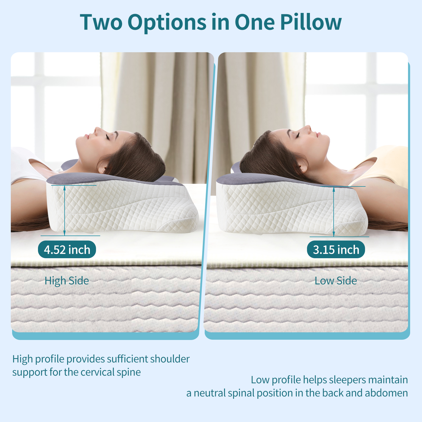 2 Pack Memory Foam Pillow, A Cooling Type Sleep Pillow Designed To Provide Neck Support When Lying On One's Side image 12
