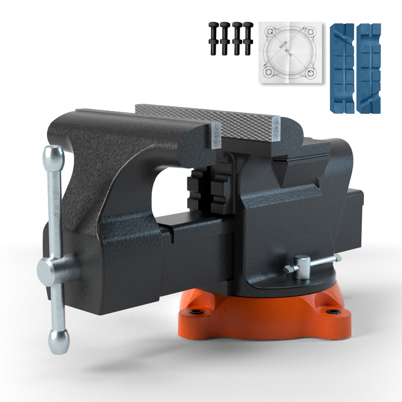 VEVOR 6inch Bench Vise W Anvil Swivel Locking Base Heavy Duty Ductile Iron image 9