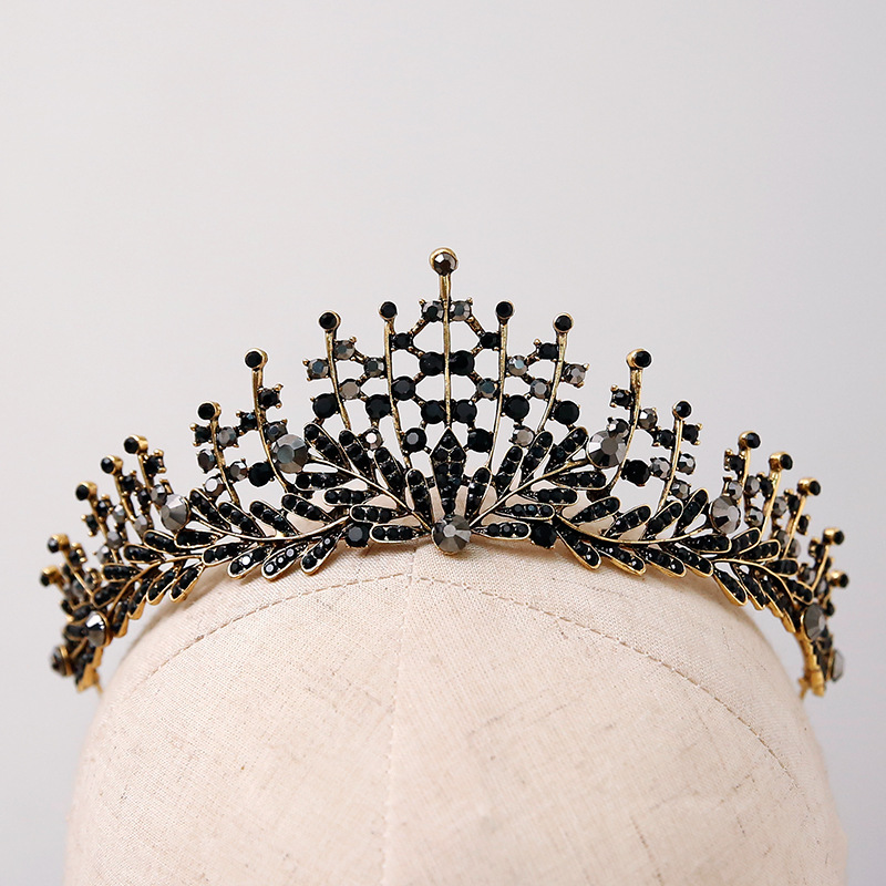 Vintage Black Luxury Crown Bridal Headwear Crown Black Diamond5 - Shop at LoveMi