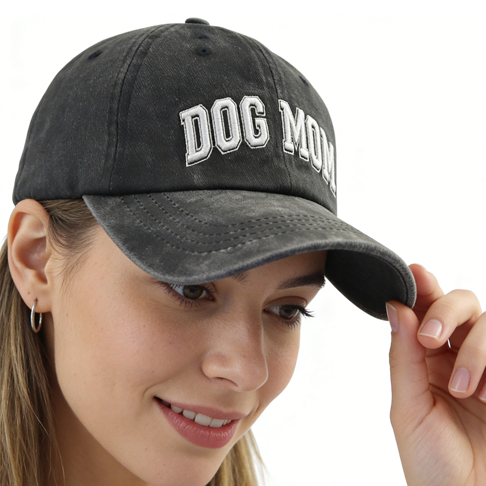 Dog Lover Baseball Cap Dog Mom Hats For Women, Adjustable Embroidered Wash Cotton Baseball Cap