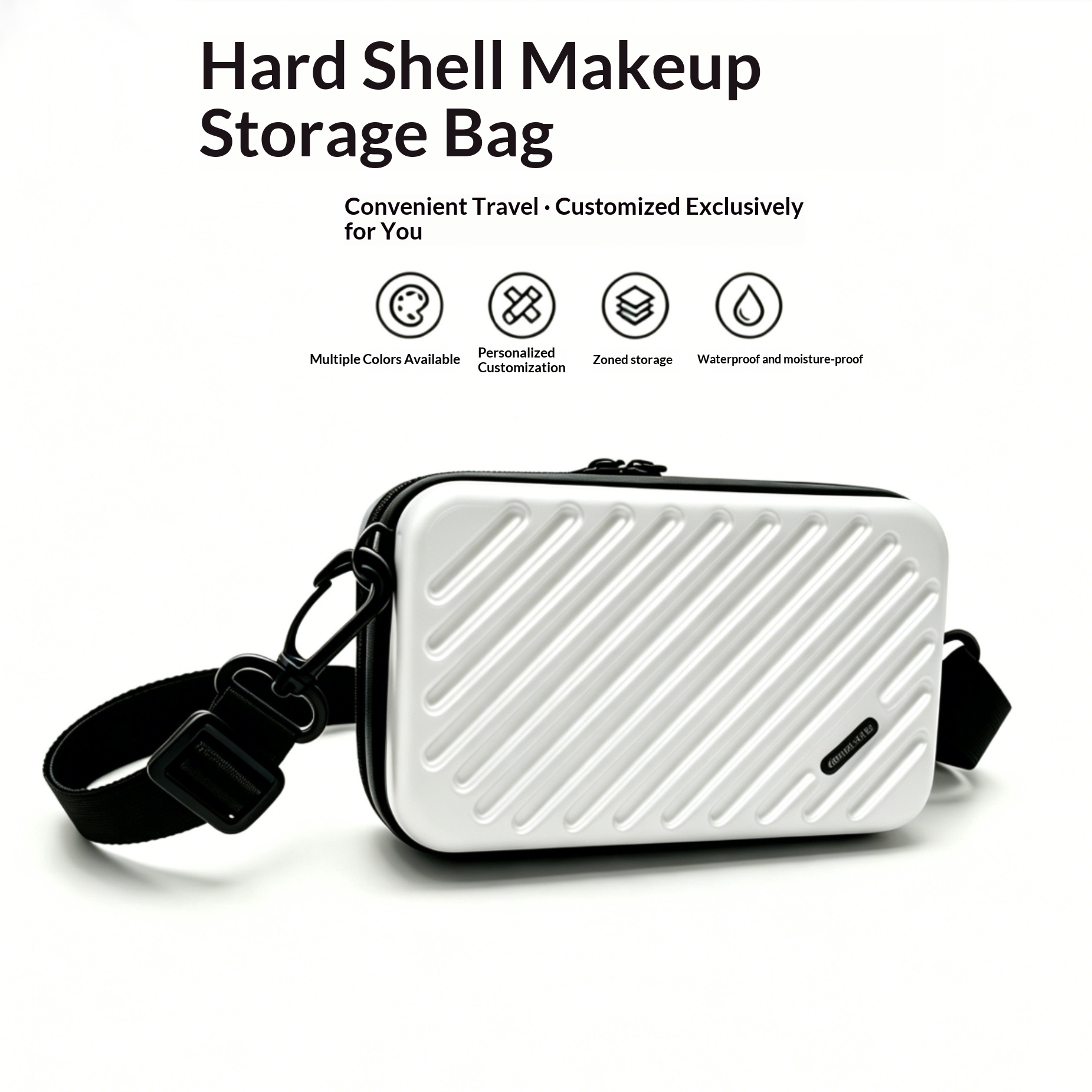 Hard Shell 7-inch Transparent Makeup Bag With High Aesthetic Value Instagram Style Crossbody Bag, Large Capacity Waterproof Wash Bag, Crossbody Bag 7-inch High-end Diagonal Leather Clause - White