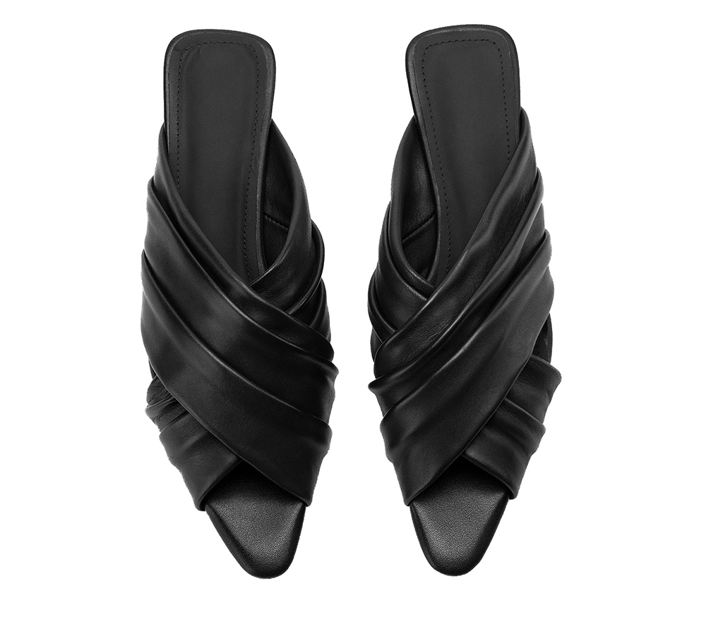 Women's Ruched Lambskin Slide Sandals full product view – Sarah Express