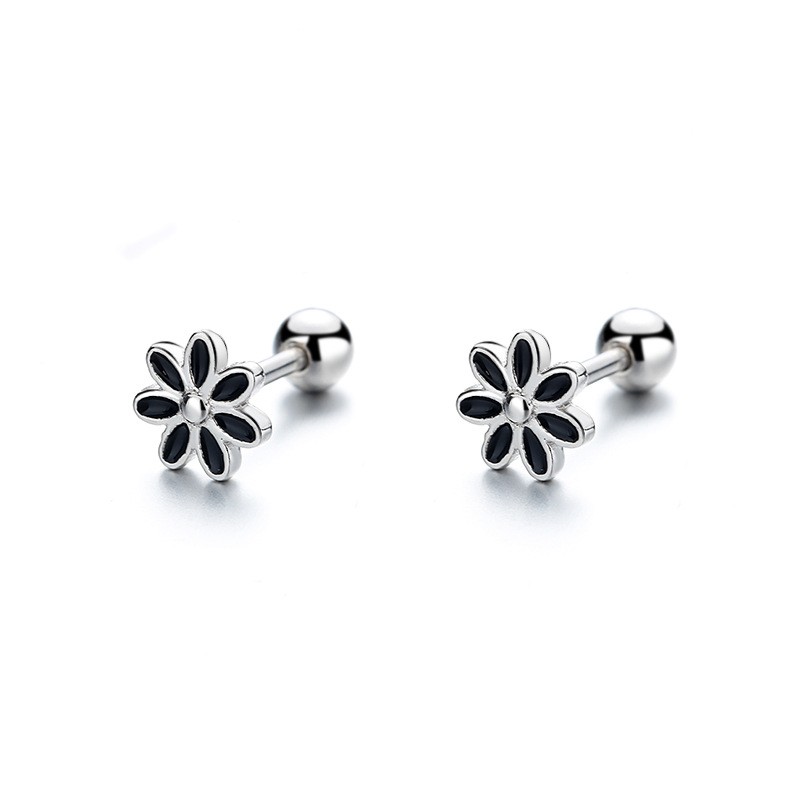 Sun Flower Twisting Screw Pattern Stud Earrings