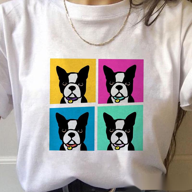 Title 3, T-shirt col rond femme, imprimé Love bouledogue...