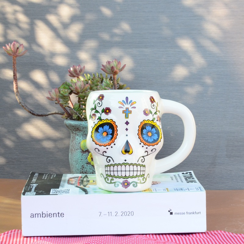 Skull Stereo Ceramic Mug Halloween (White skull1)