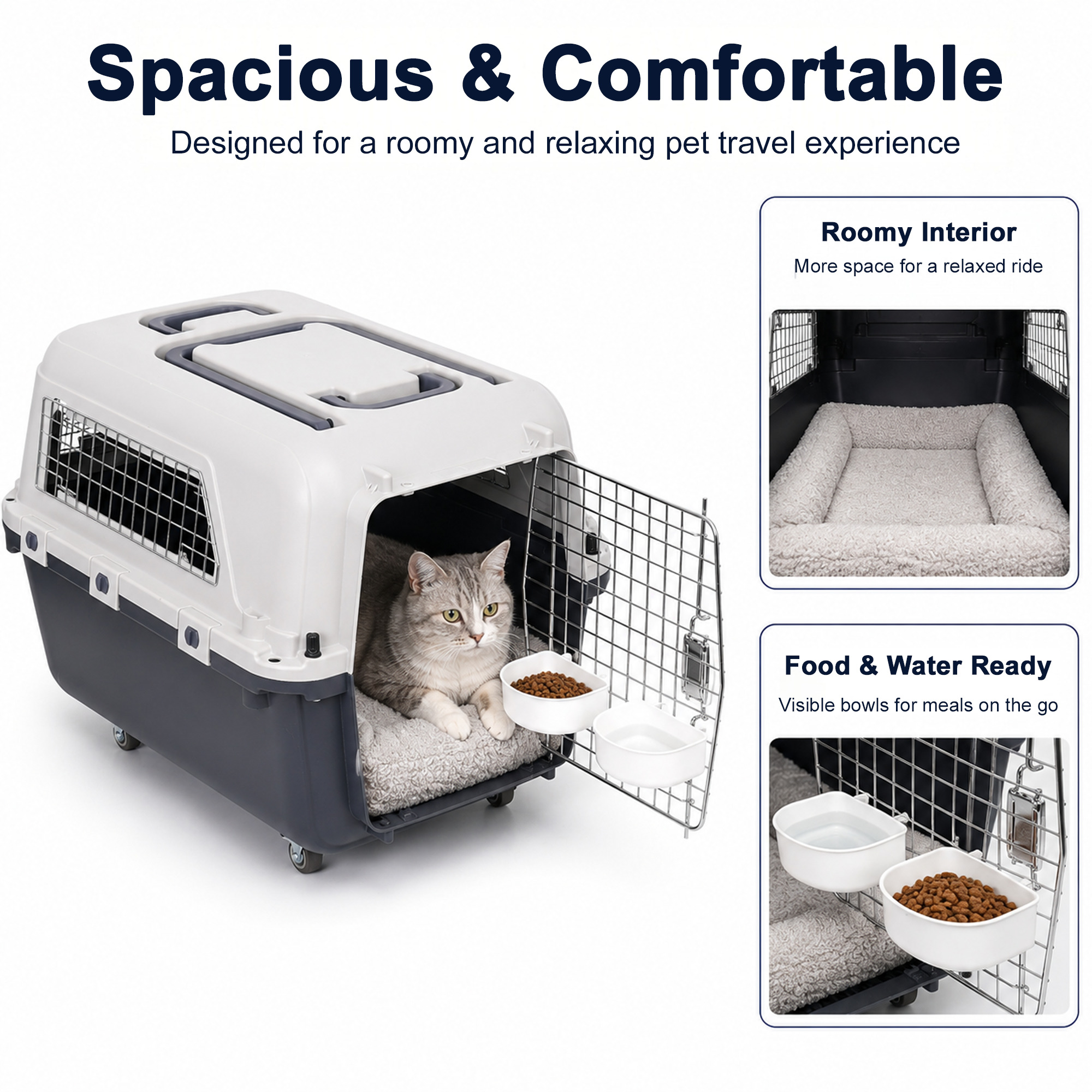 Large Pet Carrier For Cats And Dogs, Travel Crate With Ventilated Metal Door — image 9